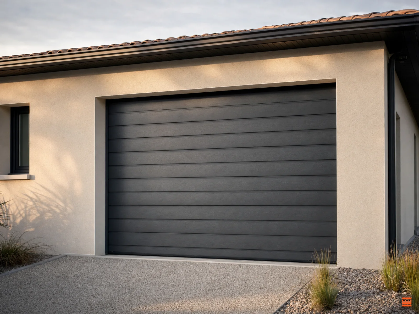Porte de garage sectionnelle anthracite en dimension standard