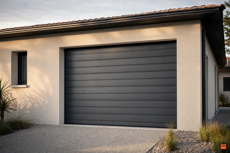 Porte de garage sectionnelle Woodgrain posée sur une maison